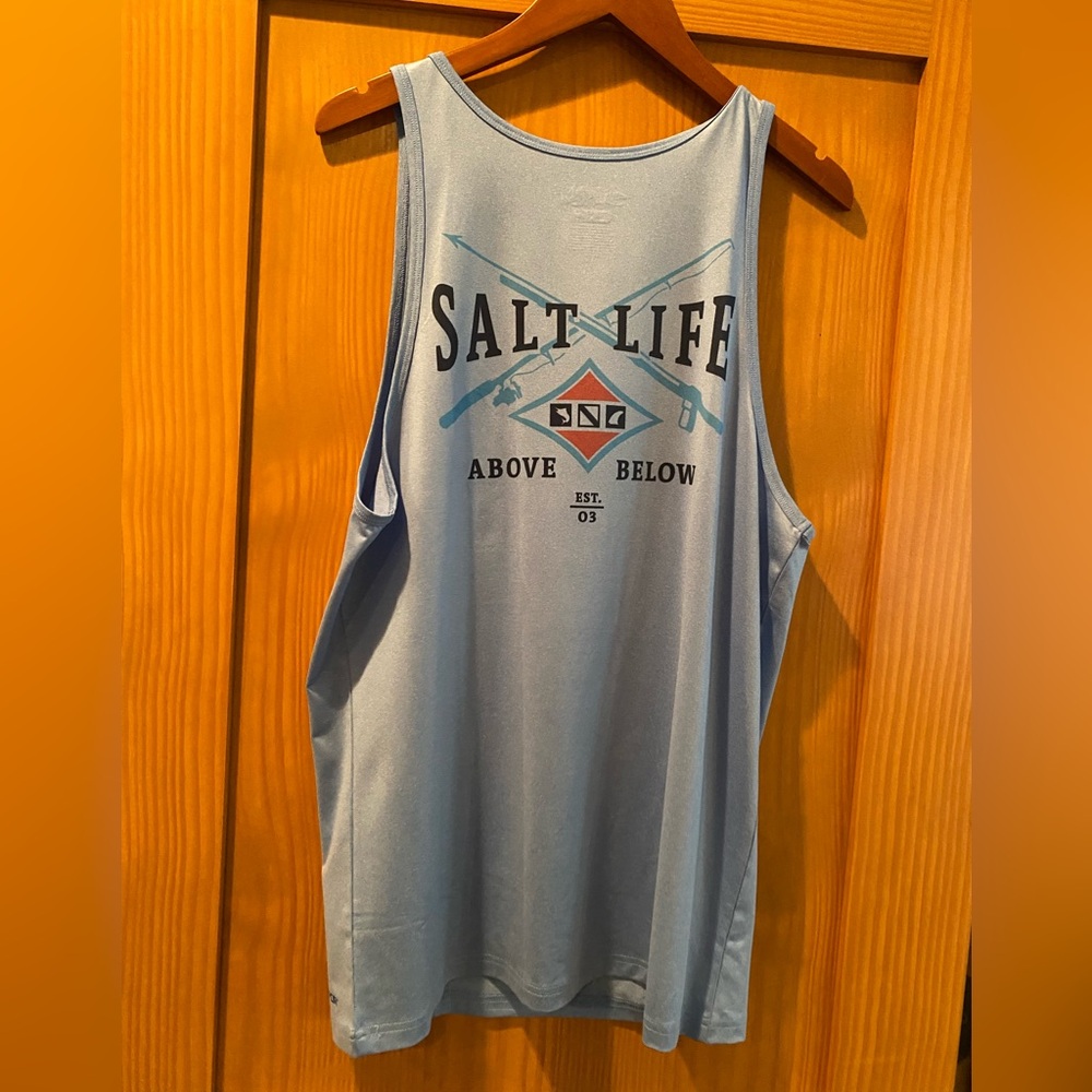 Salt Life Men’s Steel Blue Above Below (Drifit) SLX Tank Top NWT